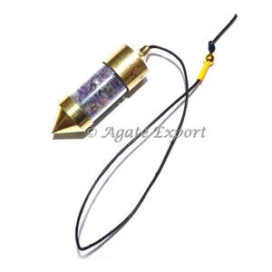 Vente en gros de pierres précieuses d'agate naturelle, pierres de guérison à 7 chakras avec pendule en laiton, sculptées sur mesure, style Feng Shui, pour radiesthésie - Product Image 6