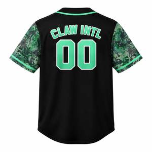 Maillot de baseball Claw Intl noir et vert à manches imprimées numériquement, anti-humidité, anti-UV, respirant, grande taille, unisexe, pour adulte - Product Image 5