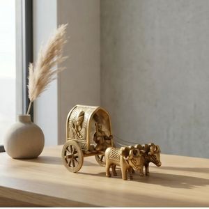 Sculpture de chariot de vache en laiton plaqué or, Art de la fonte antique, Figurine 3D de collection, Décoration religieuse - Product Image 3