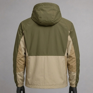 เสื้อแจ็คเก็ตกันลมมีฮู้ดสำหรับผู้ชาย สีสันตัดกัน ผลิตจากโพลีเอสเตอร์ ปิดด้วยซิป เหมาะสำหรับใส่ลำลองกลางแจ้งในฤดูใบไม้ร่วง - Product Image 3
