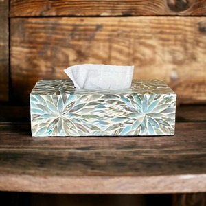 HASAN CRAFT - Cubierta Moderna para Caja de Pañuelos con Diseño Floral de Nácar Pulido, Servilletero Decorativo para Mesa, Baño y Cocina - Product Image 2