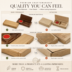 Caja de Sello de Madera Natural Moderna y Ecológica Personalizada con Juego de Almohadillas de Tinta para Regalos Ejecutivos y Empresariales - Product Image 3