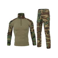 Ensemble de vêtements de travail tactiques pour hommes, chemise à manches longues en polyester respirant et pantalon cargo avec genouillères, coupe régulière, toutes saisons