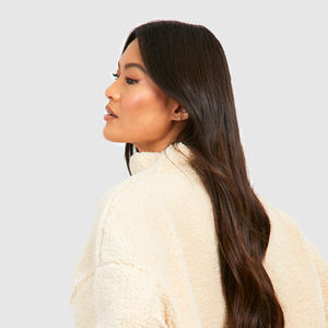 Nouvelle Collection Hiver – Sweat-shirt Teddy Oversize à Col Montant et Demi-Zip pour Femme, Grande Taille, en Polaire Tricotée - Product Image 4