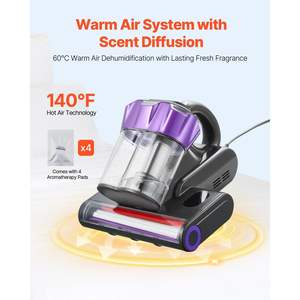 Aspirateur à main puissant 550W, 18Kpa d'aspiration, double bac à poussière, filtre HEPA, pour matelas, canapé, fil, gris, chauffage, ultrasons - Product Image 3