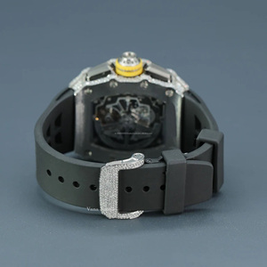 Vente en gros de montre-bracelet de luxe pour homme en acier inoxydable de haute qualité automatique analogique Moissanite glacé 41mm style hip hop verre antique - Product Image 5