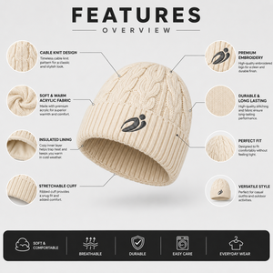 Premium Quality Knitted <b>Beanie</b> Hat Embroidery Logo Front Solid Color Men's Casual Winter 100% Polyester Breathable <b>Waterproof</b> - Product Image 6