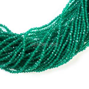 Natural Green Onyx Micro Faceted Round Beads 2MM Onyx Beads For Jewelry Making Wholesale Diamond Cut Faceted Loose Gemstone Bead - Product Image 2