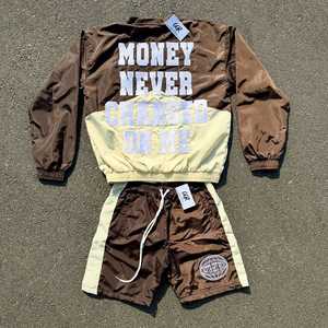 2026 Wholesale Sweat <b>Wind</b> <b>Breaker</b> Suits Screen Printed Full Zip Tracksuits Nylon Custom Mens Reflective Windbreaker Short Set - Product Image 2
