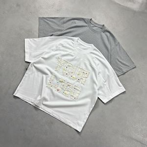 เสื้อยืดโอเวอร์ไซส์พิมพ์ลายโลโก้ตามสั่ง สไตล์สตรีทแวร์วินเทจ ล้างสีแบบแอซิดวอช ผ้าฝ้ายทรงหลวม แขนสั้น แฟชั่นลำลองสำหรับผู้ชาย - Product Image 2