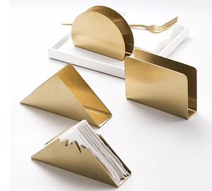 Support de serviettes en fer créatif à 2 fentes, base en cuivre rose doré, distributeur de papier, support écologique fait main, style zen asiatique, cuisine - Product Image 6