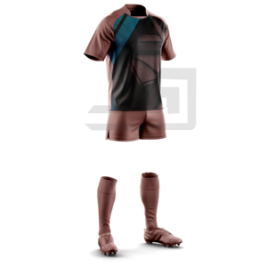 Conjunto de Jersey y Pantalones Cortos Deportivos de Rugby con Cuello en V, Personalizados, 100% Poliéster, Antibacterianos, Ecológicos, Resistentes al Viento, para Interiores y Exteriores - Product Image 1