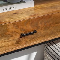 Table console en bois Vandana Sierra Neo avec deux tiroirs, design moderne en bois massif