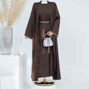 Abaya musulmane moderne et décontractée pour femmes, ornée de perles de luxe, style Dubaï, robe longue à manches longues, modeste, pour tous les jours - Product Image 4