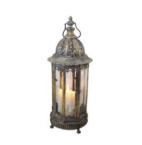 Lanterne en laiton avec panneaux en verre et boucle de suspension pour la décoration de la maison, des mariages et des fêtes, lanterne à bougie artisanale - Product Image 6