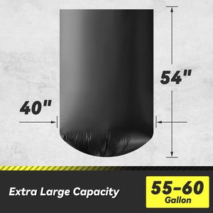 Sacs poubelles noirs robustes en PEHD de qualité commerciale TH GB-019 de 55 à 60 gallons, thermosoudés pour la maison, le bureau et l'extérieur - Product Image 3