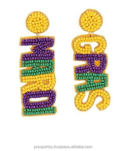 Pendientes de Aro Geométricos con Cuentas de Golf, Hechos a Mano, Personalizados, Bohemios, Bordados, con Cristales y Diamantes de Imitación, Regalo para Mujer, Joyería Deportiva al por Mayor - Product Image 5