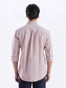 Chemise en lin rayée décontractée pour homme, résistante à l'eau, anti-taches, anti-odeurs, lin du Kansas, col boutonné dissimulé - Product Image 4