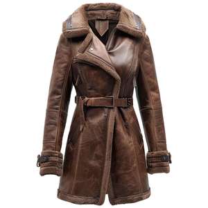 Abrigo Largo de Cuero Acolchado para Mujer, Chaqueta Exterior Elegante, Prenda Cálida para Invierno, Diseñada para Comodidad y Durabilidad, Moda de Temporada - Product Image 1