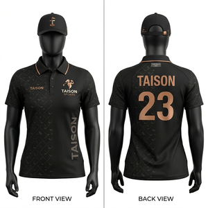 เสื้อกอล์ฟผู้หญิง 190 GSM ผ้าโพลีเอสเตอร์ผสมสแปนเด็กซ์ ระบายอากาศได้ดี ลายดอกไม้ สีฟ้าครีม โปโล ปักโลโก้ตามสั่ง พิมพ์ลาย พรีเมียม - Product Image 2