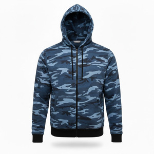 Sweat à capuche zippé camouflage brodé personnalisé unisexe en polaire épais pour l'hiver, streetwear respirant, écologique et de haute qualité - Product Image 6