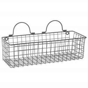 Black Iron <b>Wall</b> Hanging Basket For Kitchen Counter <b>Wall</b> Mounted <b>Storage</b> <b>Rack</b> With Strong Metal Construction - Product Image 4