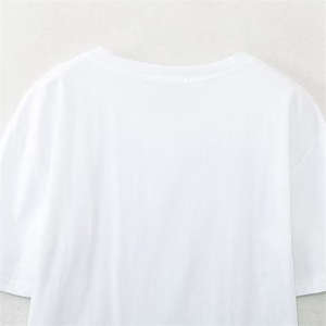 เสื้อยืดผู้หญิงสั่งทำพิเศษ ผู้ผลิต OEM ผ้าฝ้ายระบายอากาศ พิมพ์ลาย ปักลาย ทรงโอเวอร์ไซส์ ทรงบ็อกซี่ สำหรับคอลเลคชั่นแฟชั่น ขายส่ง - Product Image 5