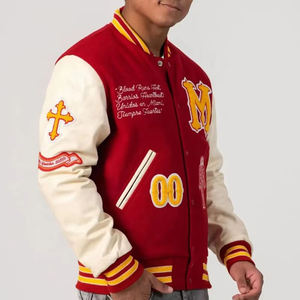 Chaqueta Varsity Personalizada para Hombre, con Parches Bordados, Estilo Bomber, Cierre de Botones, Puños y Dobladillo Acanalados, Estilo Urbano, Chaquetas de Béisbol - Product Image 1