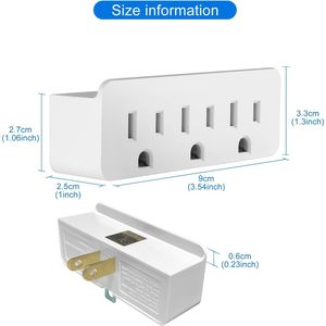 Adattatore di alimentazione con messa a terra certificato UL, convertitore a tripla presa 3 pin 2 pin, prolunga per prese polarizzate 3 pin 2 pin, multipresa da parete - Product Image 1
