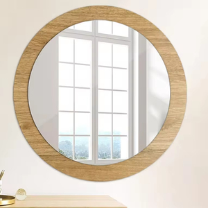 Textura de madera, bronce, espejo de pared único, regalo para mujeres con espejo de vidrio templado para decoración de pared única - Product Image 1