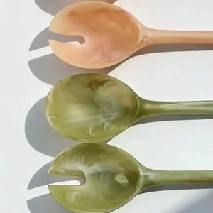 Ensemble de saladiers traditionnels chinois en résine, cuillère de service écologique avec poignée graduée, compatible lave-vaisselle, cuisine - Product Image 1