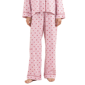 Ensemble de pyjama élégant pour femmes en coton satiné, 2 pièces, léger et respirant pour l'été, avec logo sur le devant, vêtements de détente décontractés - Product Image 1