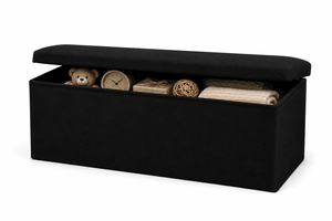 Banc de rangement moderne pliable en tissu noir de qualité supérieure pour salon - Product Image 3