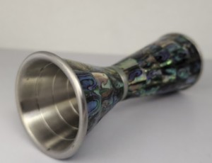Stainless Steel Japanese Jigger With <b>Abalone</b> <b>Shell</b> Inlay - Product Image 2