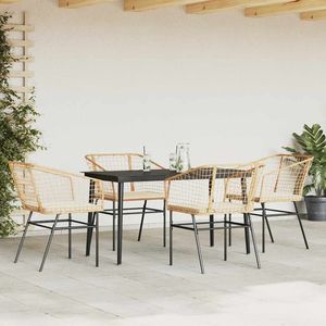 Juego de Comedor para Jardín en Color Marrón, Negro y Blanco Crema - Product Image 3