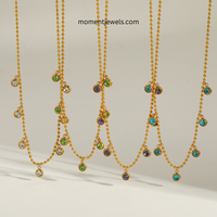 Collier pendentif en zircon en acier inoxydable plaqué or avec chaîne perlée pour femme, idéal pour le quotidien ou comme cadeau