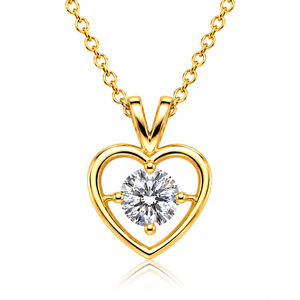 Collar con Colgante de Corazón de Plata de Ley 925 Chapado en Oro de 14K, Corte Brillante, Joyería Fina para Mujer, Rakshita, Venta al Por Mayor - Product Image 1