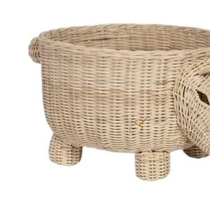 Cesta de Almacenamiento de Ratán con Tapa, Diseño de Hipopótamo Boho, Organizador Decorativo Tejido con Forma de Animal, Decoración para Habitación con Temática de Safari y Jungla - Product Image 2