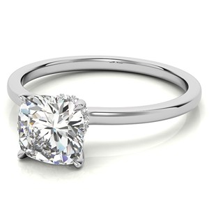 VVS1 Moissanite Hidden Halo Engagement <b>Ring</b> 1.25 CT Cushion Cut 10K Solid White Gold Wedding <b>Statement</b> <b>Ring</b> For Her - Product Image 3
