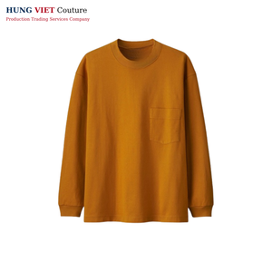 Oversize Long Sleeve Ringer Tee 100% Cotton Heavyweight Mocha Mousse - Product Image 4