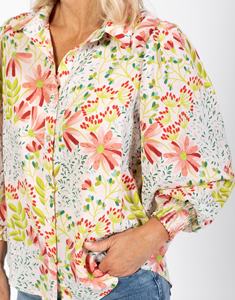 Chemisier d'été personnalisé pour femmes, manches froncées, ourlet incurvé, grandes tailles, chemises florales écologiques – Vente en gros - Product Image 2