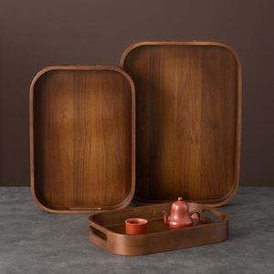 Bandeja de Té de Madera con Logotipo Personalizado, Rectangular, con Asa, Estilo Vintage, de Madera de Nogal, para Almacenamiento en el Hogar u Hotel - Product Image 2