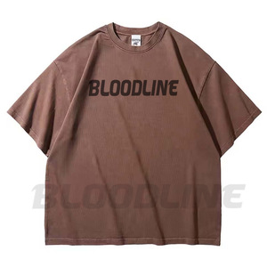 Camiseta vintage para hombre con lavado ácido, logotipo personalizado, efecto desgastado, gruesa, 100% algodón, cuello redondo, corte holgado personalizado - Product Image 4