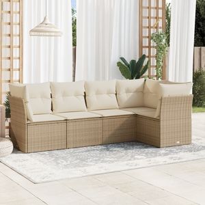 Conjunto de Sofá Grande para Jardín en Poliratán Beige con Acero con Recubrimiento en Polvo, Muebles de Exterior Premium - Product Image 1