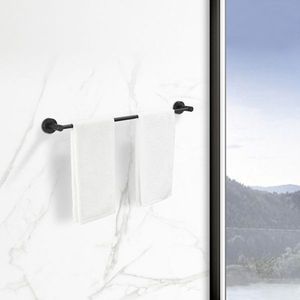 Set di Accessori per Bagno in Alluminio Spesso Nero Opaco 16-27 Pollici Regolabile 3 Pezzi con Portasciugamani e Altri Accessori - Product Image 4