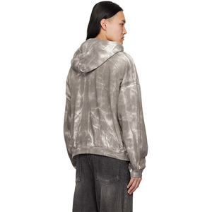 Sweat à capuche vintage personnalisé pour homme, coupe classique, avec surpiqûres contrastées, strass et impression sérigraphiée, 100 % coton écologique - Product Image 3