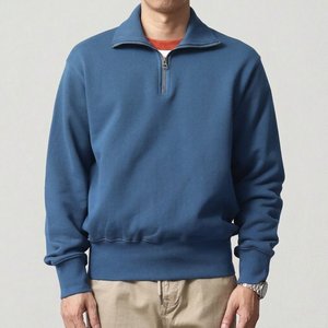 Sudadera de algodón de alto gramaje para hombre con cremallera de un cuarto, mezcla de algodón, venta al por mayor, fabricante de ropa urbana - Product Image 4