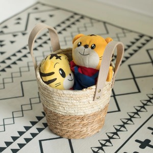 Set of 3 seagrass <b>baskets</b> with leather handles Handmade <b>Storage</b> <b>Basket</b> Wholesale eco-friendly Made in Vietnam - Product Image 3