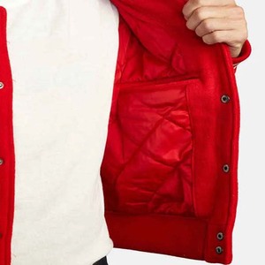 Customized Color Wool Unisex <b>Winter</b> Breathable Hooded <b>Waterproof</b> Cartoon Front Logo Varsity <b>Jacket</b> with Stand Collar - Product Image 1