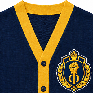 2026 <b>Women's</b> <b>Navy</b> Blue V-Neck Long Sleeve Knitted soro <b>Cardigan</b> With Yellow Contrast Trim And Button Closure Casual Style - Product Image 2